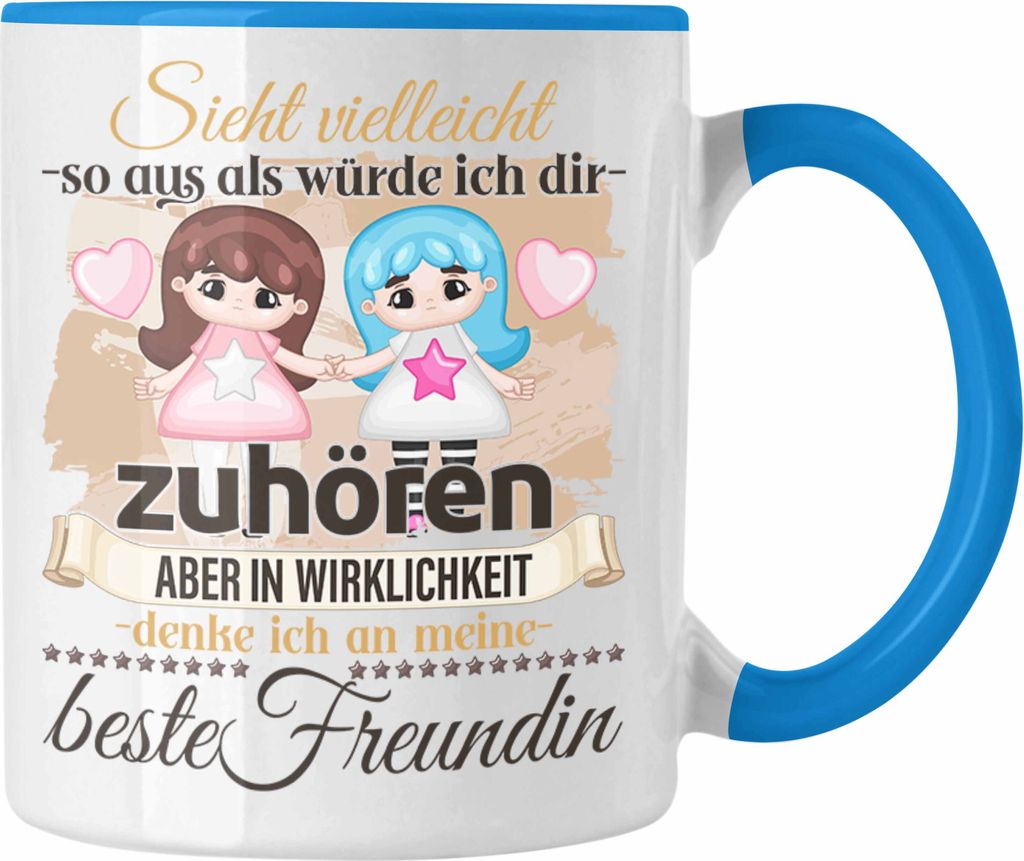 Trendation - Beste Freundin Geschenk Tasse BFF Liebhaber Geschenkidee Lustiger Spruch (Blau)