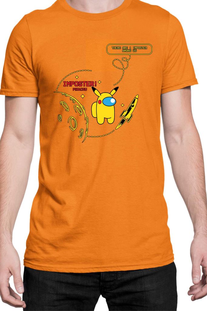 Herren T-Shirt Manga Japan Anime Comics Animation Pikachu Among Us, Man S / Orange