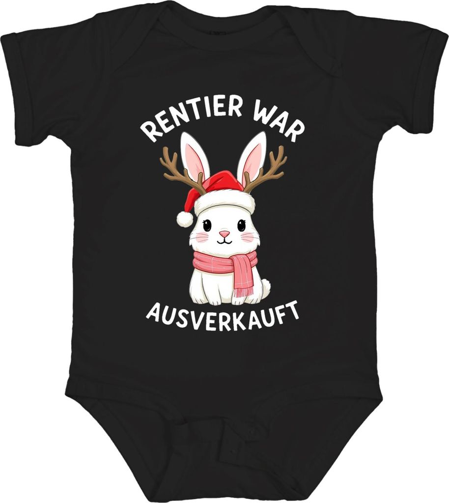 Rentier war t süßer Hase Geweih Weihnachten Geschenk Unisex Baby Body, Schwarz, 0/3