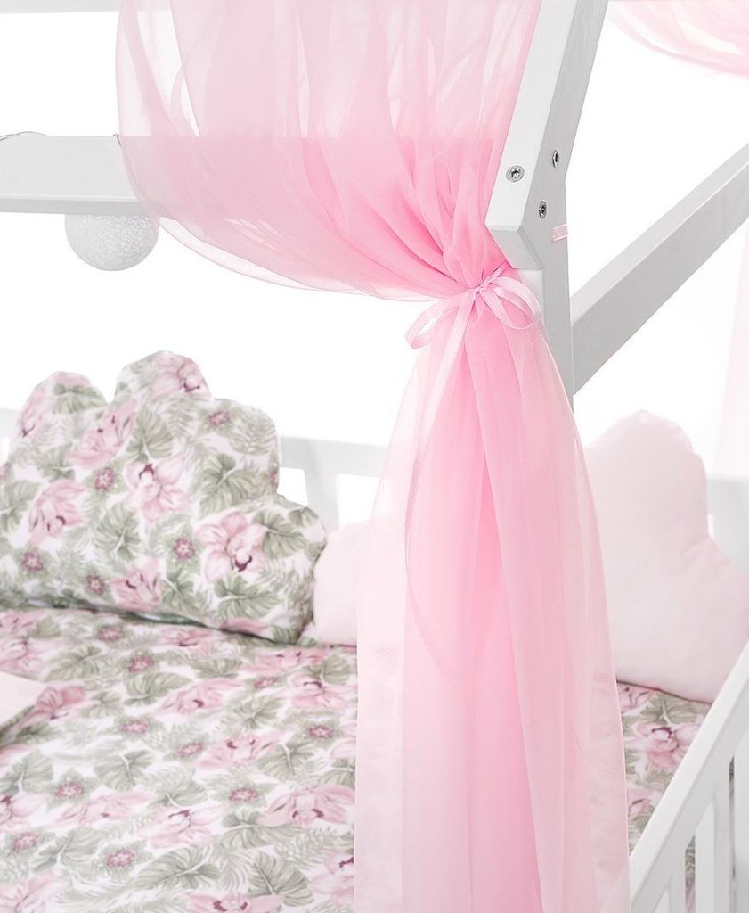 Chiffon Moskitonetz Kinderbett Betthimmel transparent weiß rosa Kinderbett 