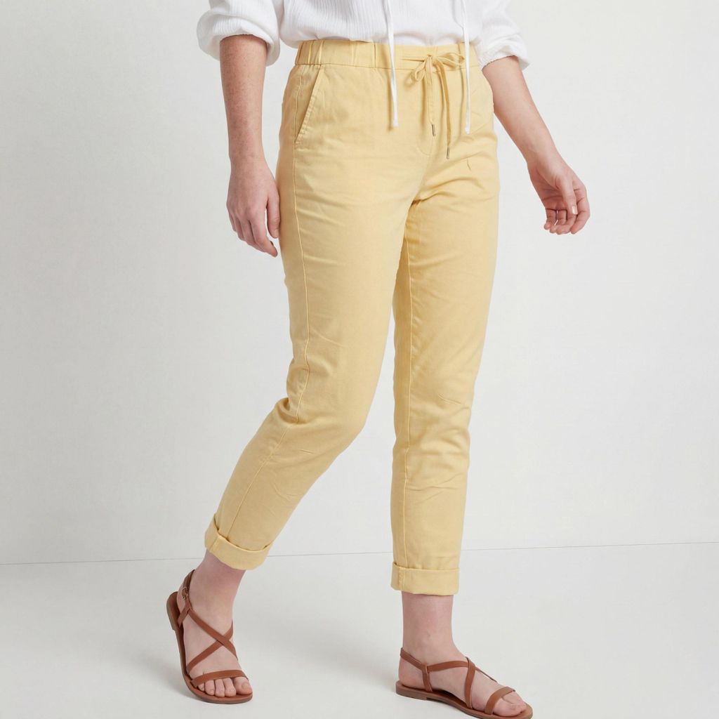 Schlupfhose Damen Stretch Jeans Gr. 36-48 leichte Chino Sommerhose mit Gummizug