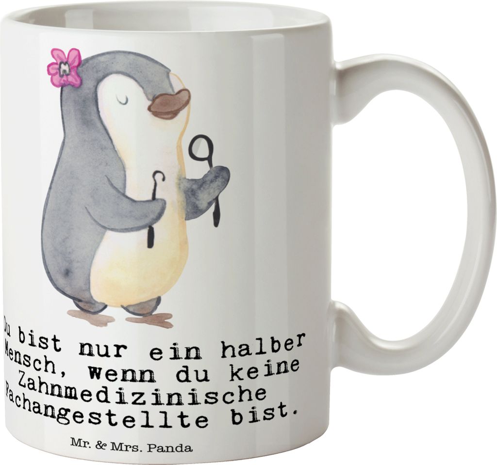 Mr. & Mrs. Panda haferl Zahnmedizinische Fachangestellte Herz - Weiß - Geschenk, Tasse, design, mit Spruch, Pott, Geschenktasse, Becher