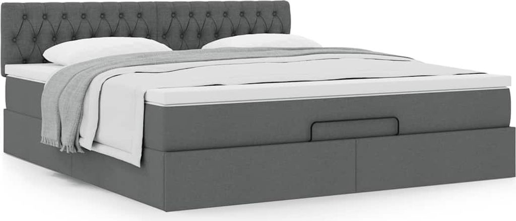 Maison Exclusive - Ottoman-Bett mit Matratze Dunkelgrau 180x200 cm Stoff