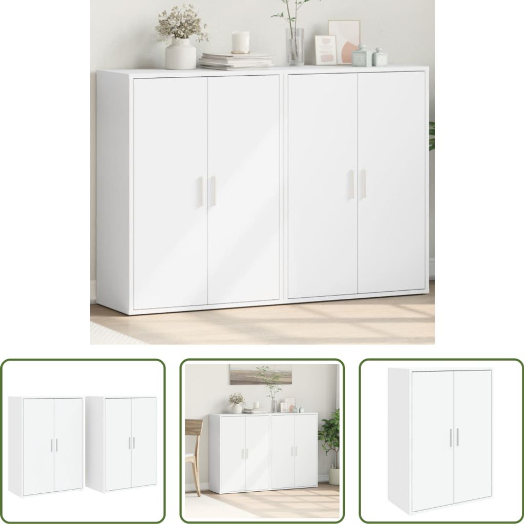 The Living Store Sideboards 2 Stk. Weiß 60x31x84 cm Holzwerkstoff