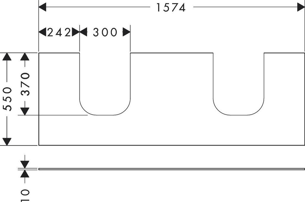 hansgrohe Xevolos E Konsole, 2 Ausschnitte, 1570x550mm, für Aufsatzwaschtisch, 54211700