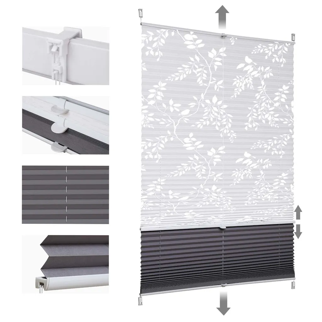 Store Plissé Sekey Sans Percer 90x120 cm Klemmfix Double Plissé Noir