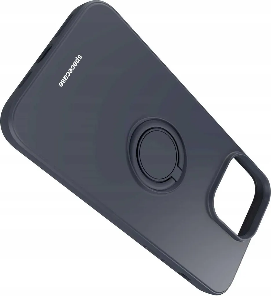 Custodia Elegante iPhone 14 Pro Max SPACECASE Nero Silicone Anello - 6
