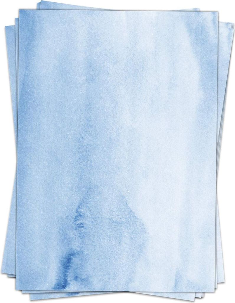 10 Blatt Briefpapier (A4) | Aquarell-Look blau | Motivpapier | edles Design Papier | beidseitig bedruckt | Bastelpapier | 90 g/m²