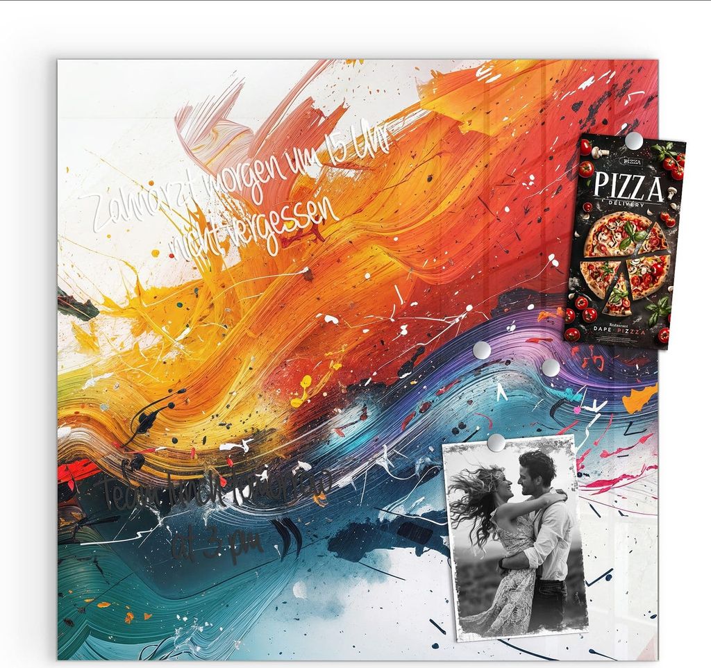 Magnettafel 30x30cm Pinnwand Whiteboard beschreibbar - Farbenexplosion