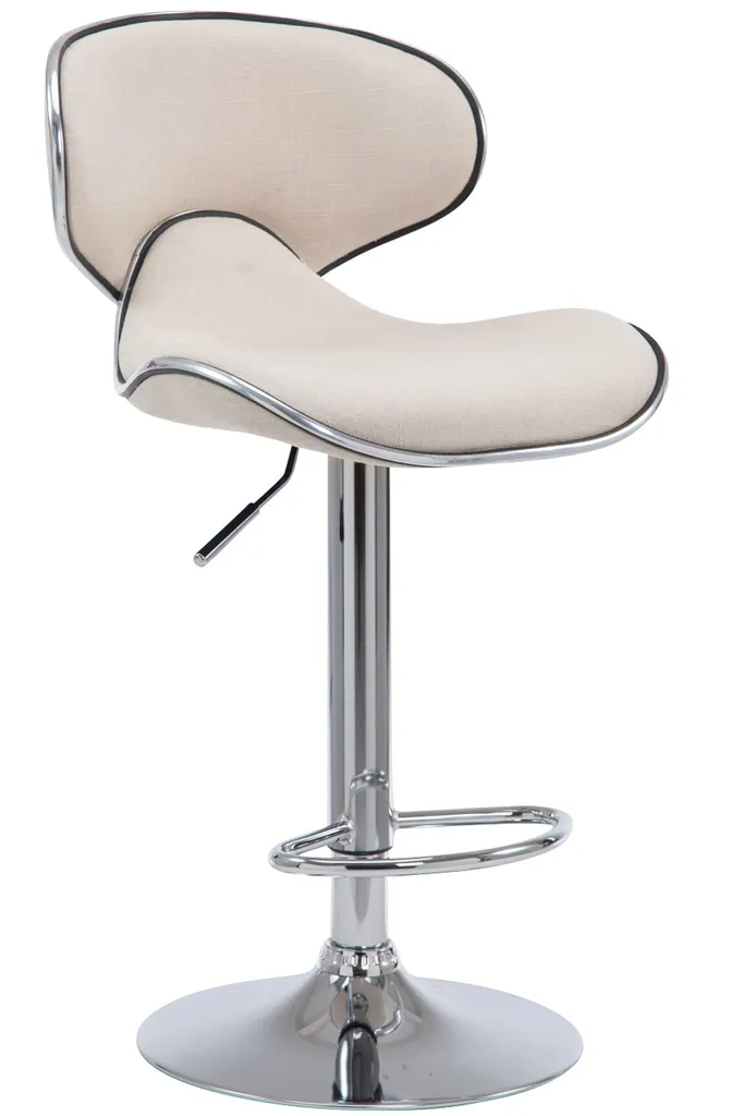 Tabouret de bar Las Vegas V2 en tissu et chrome avec dossier confort