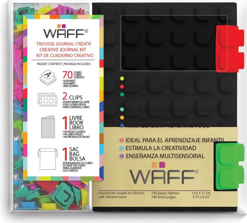 Waff kreatives Tagebuch Set - A6 schwarz - Silikonsteine - mehrfarbig