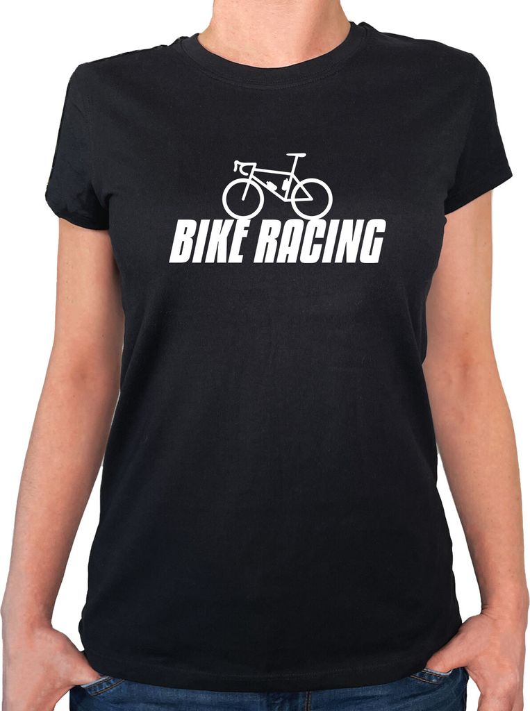 Huuraa Damen T-Shirt Bike Racing Fahrrad L Black Bio Baumwolle Fairtrade Damenshirt Geschenkidee