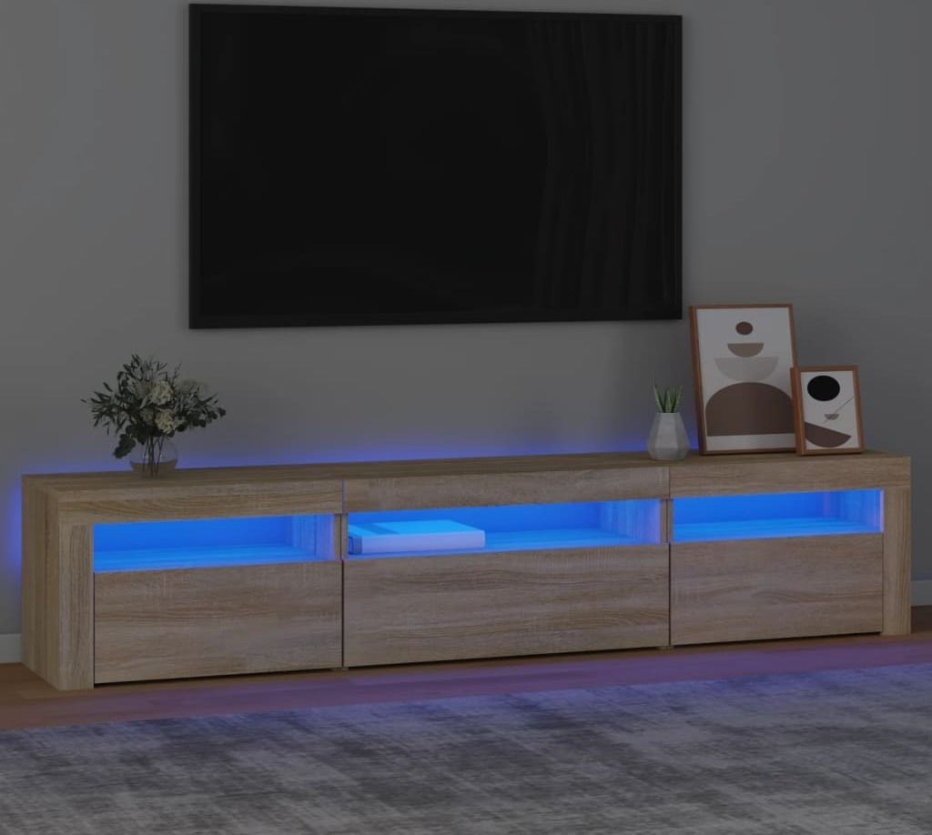 The Living Store TV-Schrank mit LED-Leuchten Sonoma-Eiche 195x35x40 cm