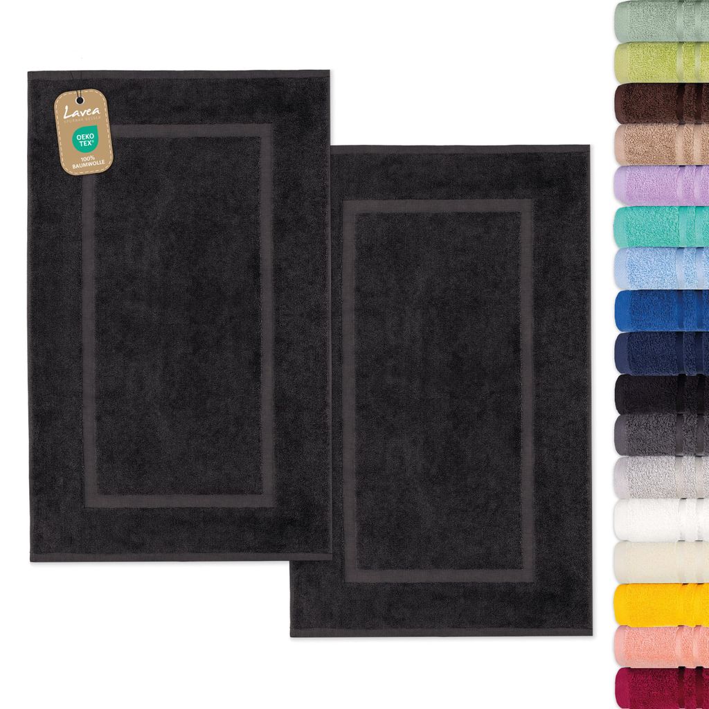 Lavea® 2er Set Badematte 50x80 cm, Badezimmerteppich 100% Produktbild 