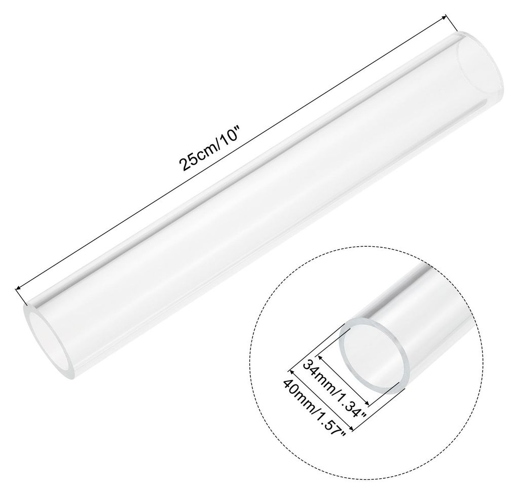 2 Stš¹ck PVC Transparent Rohr, Innendurchmesser 34mm Durchmesser 40mm L?NGE 250mm Acryl Kunststoffrohr fš¹r Lampenbau, Stehlampen, M?bel