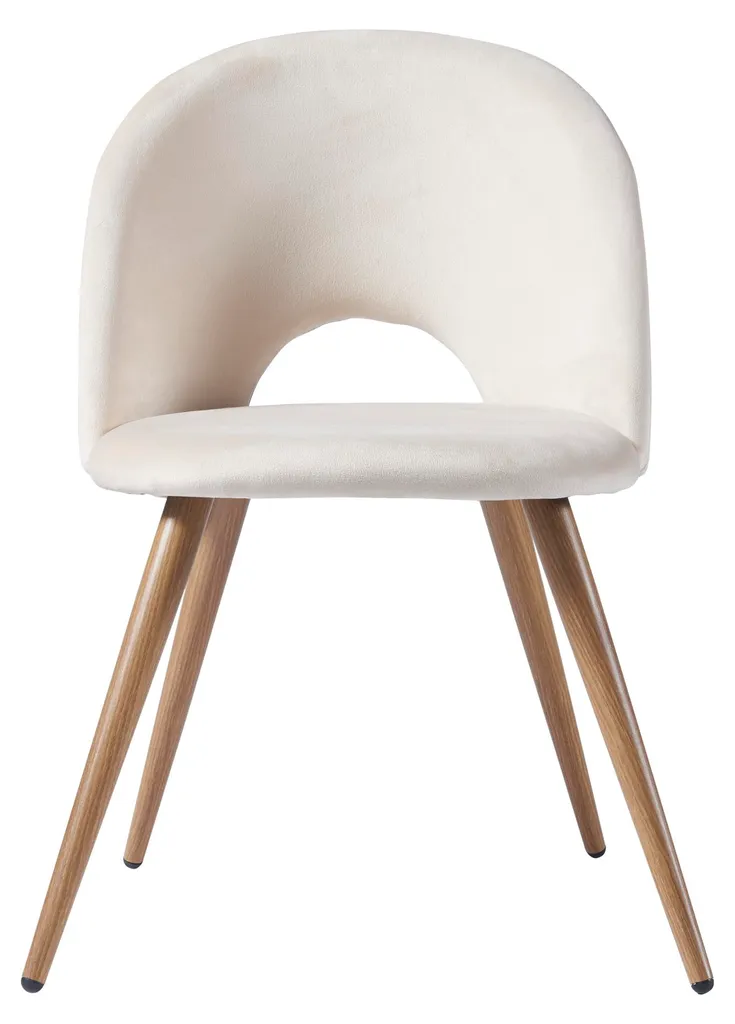 Lot de 2 chaises Karijoki salle à manger velours beige et métal 77x50cm