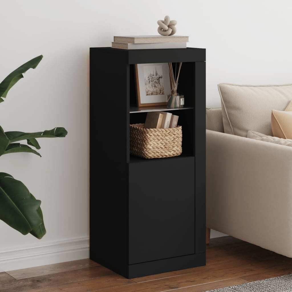 "WINTER SALE"Sideboard/Kommode - elegantes Design - Buffetschrank - mit LED-Leuchten Schwarz 41x37x100cm DE613973 - Kommoden