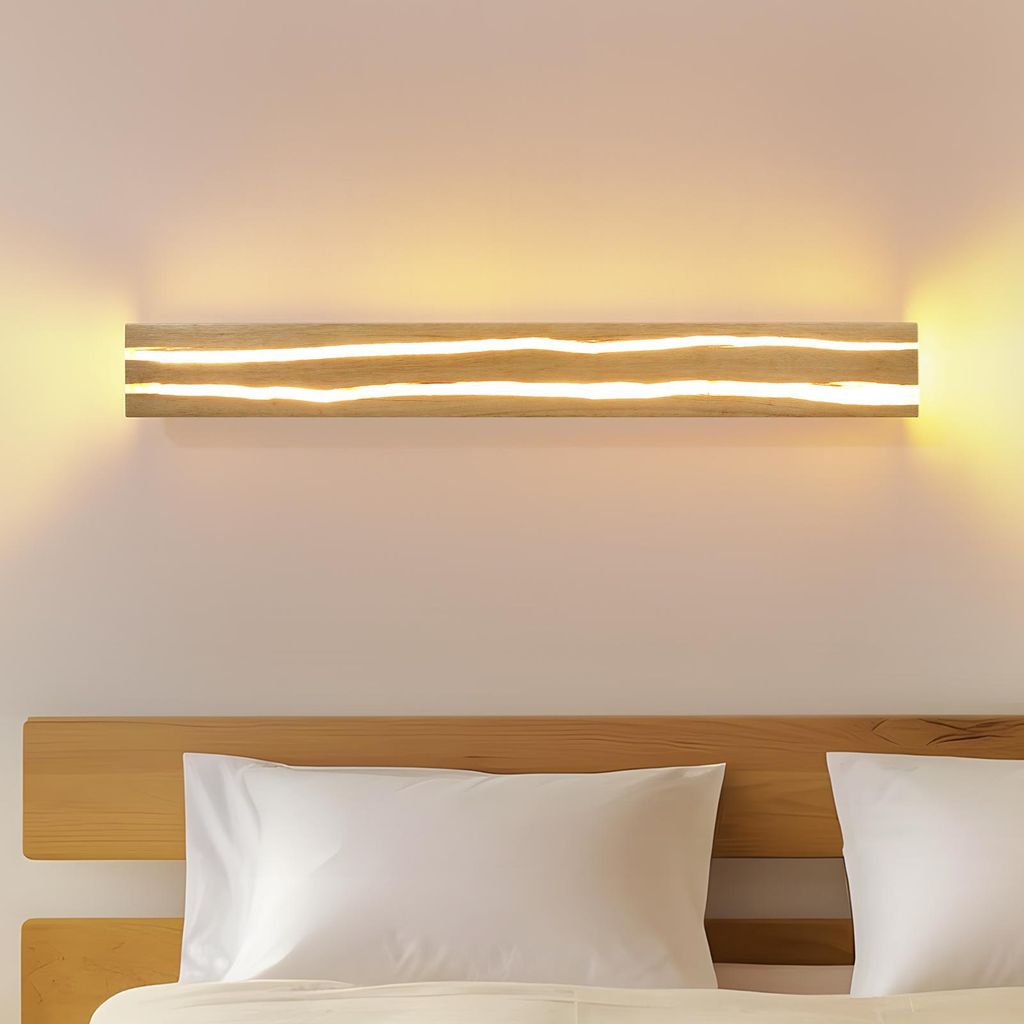 Applique murale LED ZMH pour intérieur, bois, 80 cm, lampe Image du produit 