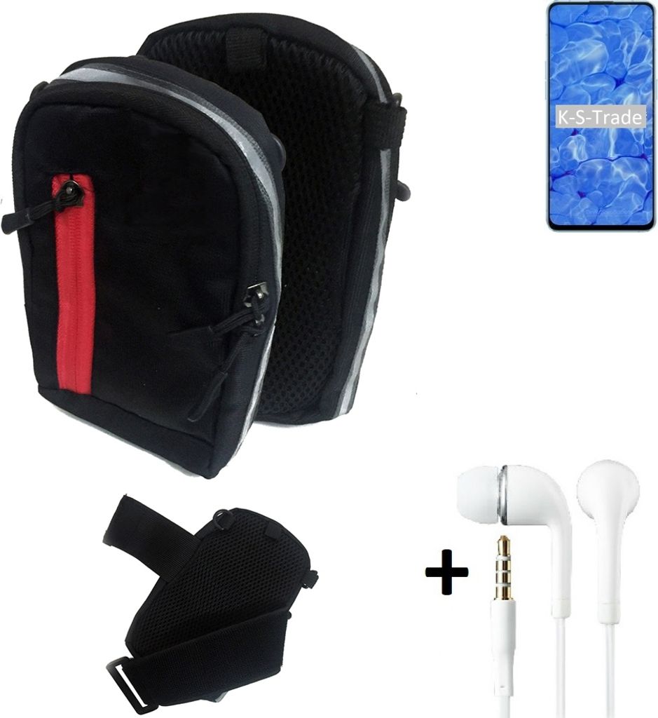 K-S-Trade Outdoor Gürteltasche Holster Umhängetasche + Kopfhörer kompatibel mit Oppo Reno6 5G schwarz Handy Tasche Case travelbag Schutzhülle