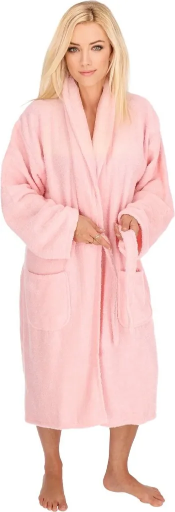 Peignoir femme absorbant contre le froid sortie de bain coton rose doux