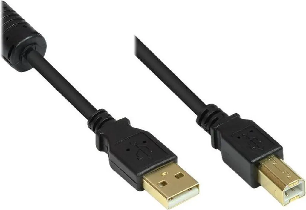Cavo USB 2.0 Stampante 5m con Ferrite Nero - Alta Qualità Schermata