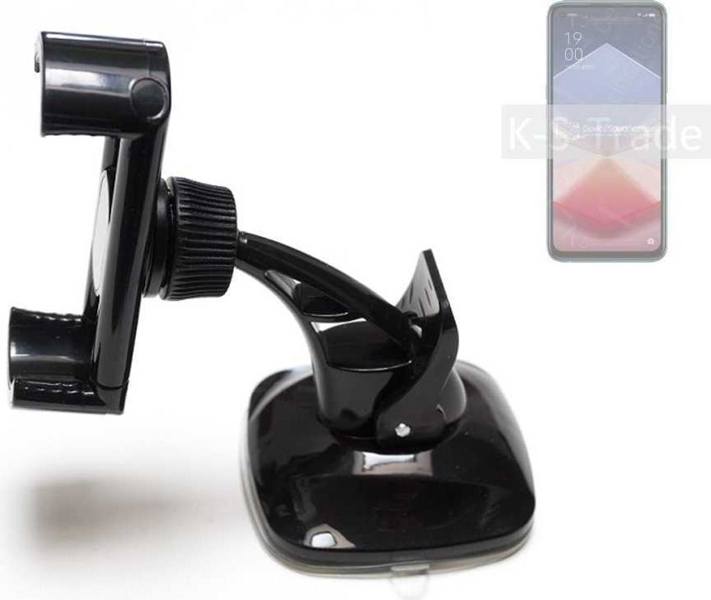K-S-Trade kompakte Handy-Halterung Windschutzscheibe kompatibel mit Oppo K10 Vitality Edition Armaturenbrett schwarz Autohalterung KFZ Halter