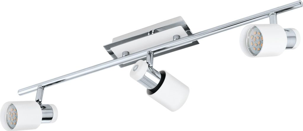 EGLO LED Deckenlampe Davida, 3 flammige Deckenleuchte, Deckenspot aus Metall in Chrom, Weiß, Wohnzimmerlampe, Spots inkl. GU10 Leuchtmittel, warmw...
