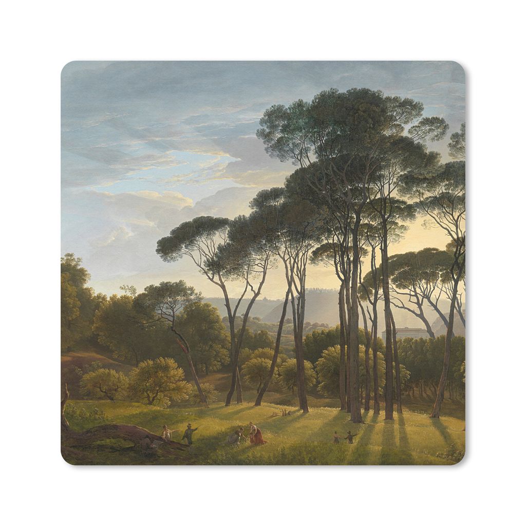 MuchoWow Mauspad Mousepad Italienische Landschaft mit Zirbelkiefer - Gemälde von Hendrik Voogd 30x30 cm - Mousepads - Maus Mat - Pad - Mausunter...