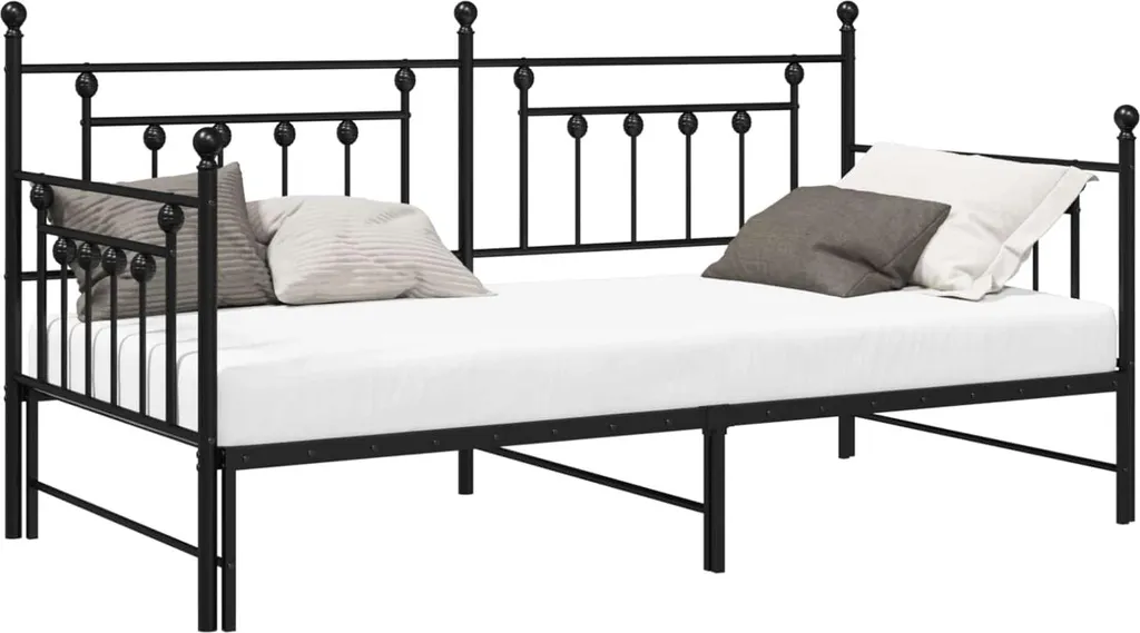 Lit de jour banquette 100x190 cm en métal noir pour chambre ou salon chic