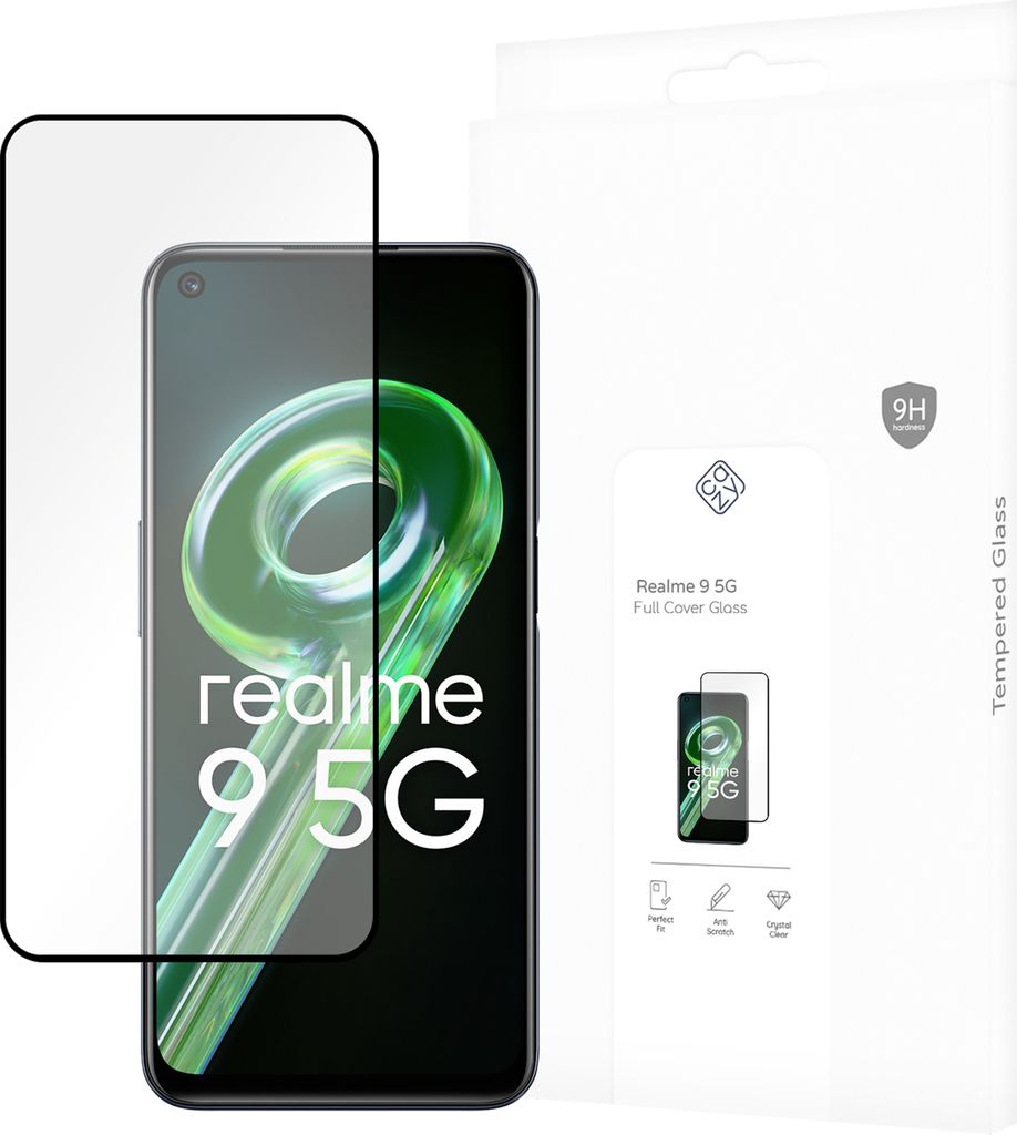 Schutzfolie Realme 9 5G - Panzerglas - Cazy - Schwarz