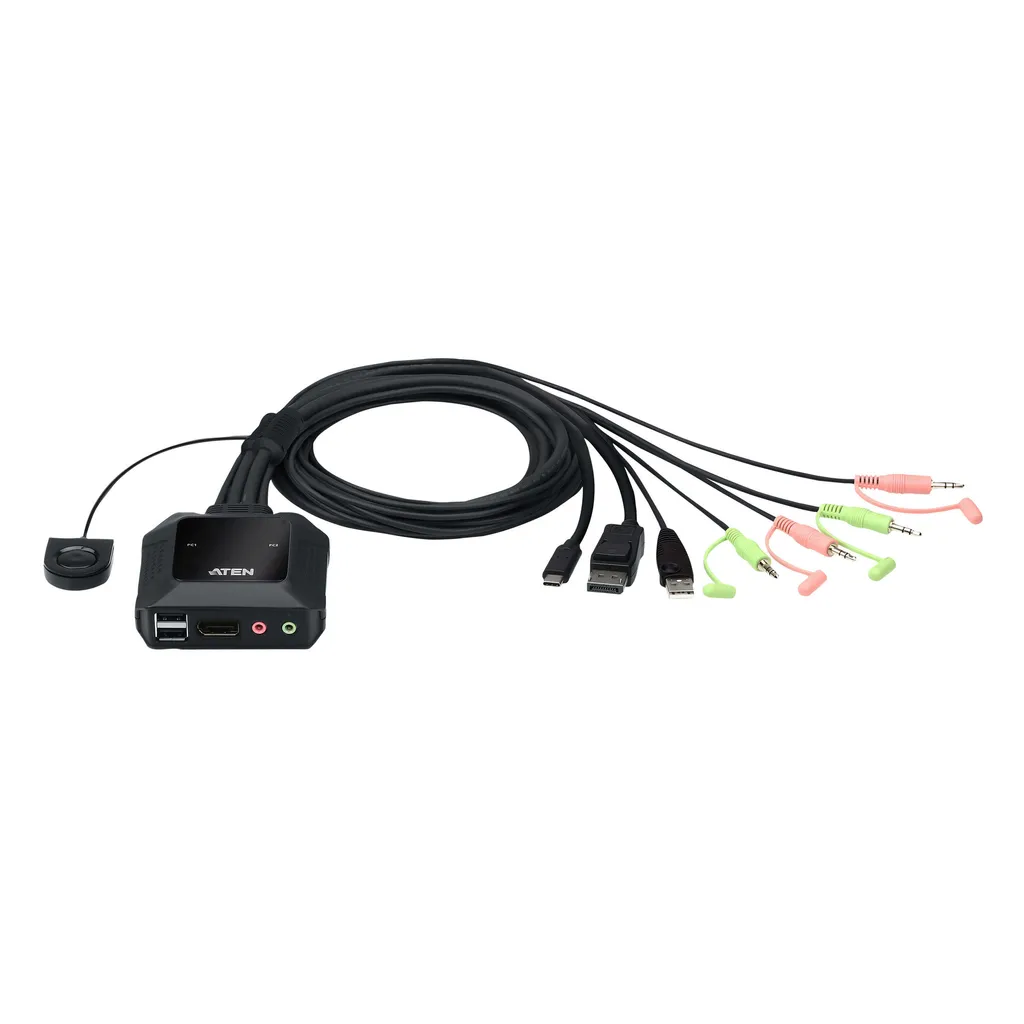 Commutateur KVM Télétravail Aten CS52DP 2 Ports PC et Laptop USB-C