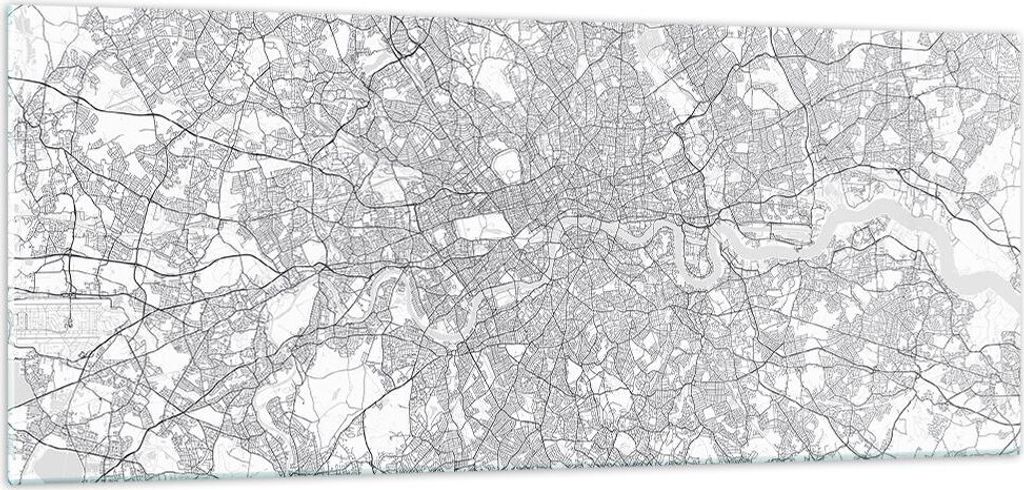 Bilder auf glas - Einteilig - Stadt Karte London - 100x40cm - Glasbilder - Wandbilder - Bilder - zum Aufhängen bereit - Wanddekoration aus Glas - ...