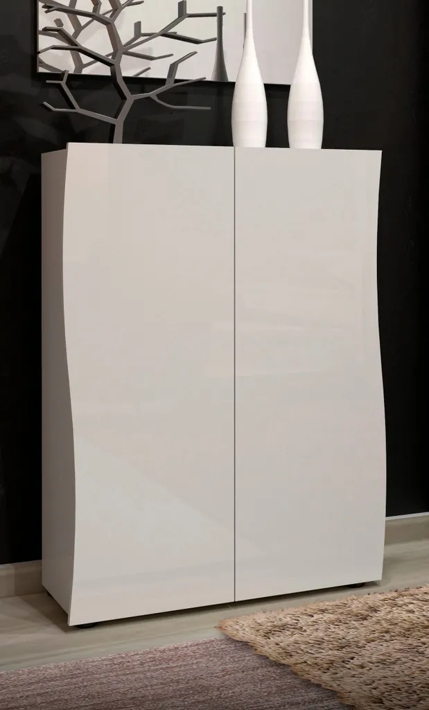 Rangement chaussures KISS en bois blanc avec grande capacité 115 cm
