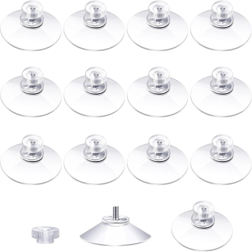 15 Stück Saugnäpfe mit Gewinde Ø40mm | Transparent mit Rändelmutter | Für Küche, Bad, Fenster, Spiegel