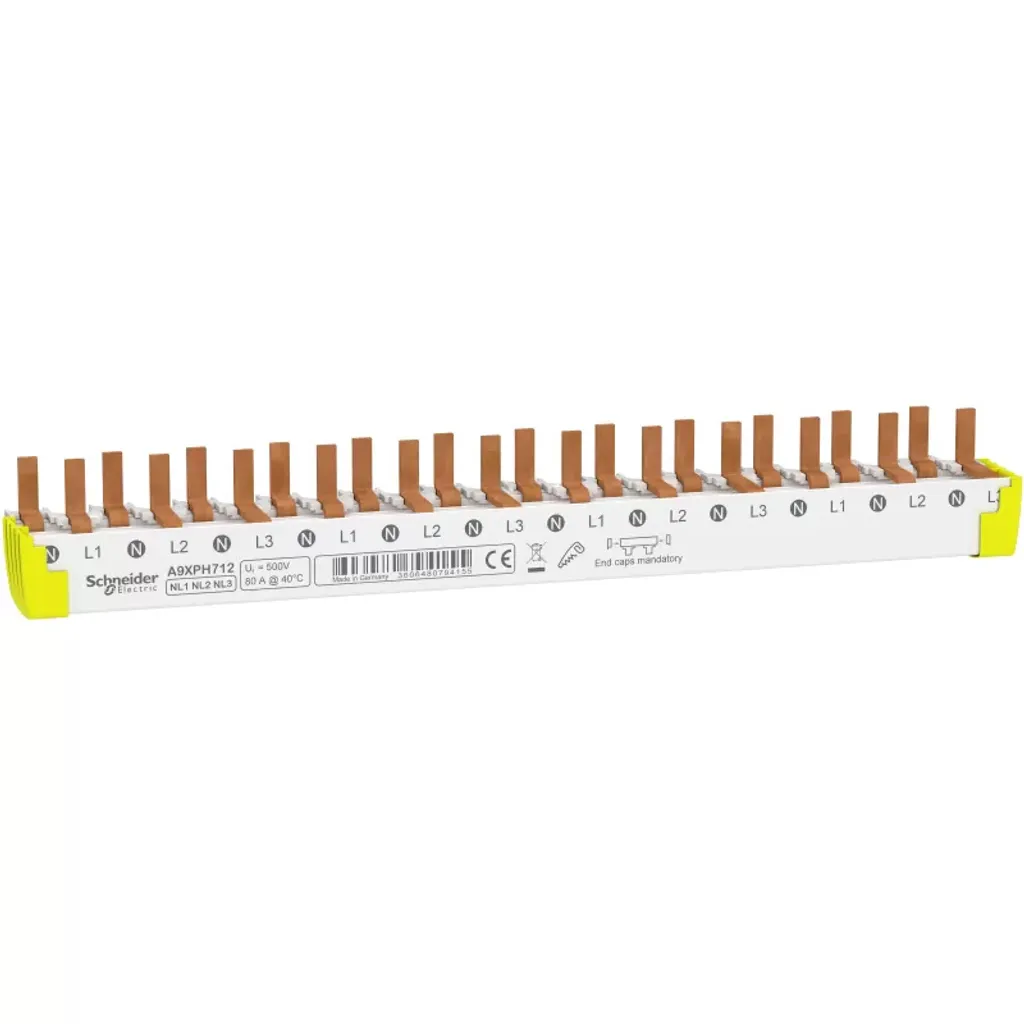 Rail de phase horizontal Schneider Acti9 4P+N 80A longueur 216mm