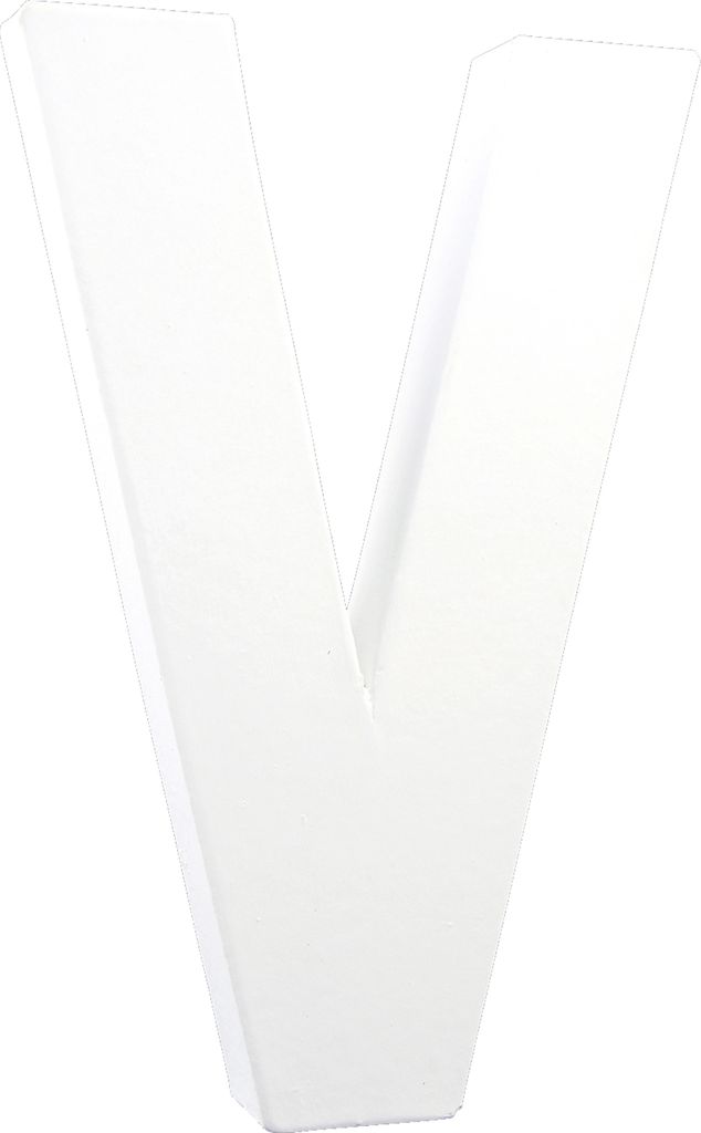 Décopatch 3x Weißes Pappmaché, Buchstabe V, 20,5cm - Weiß AC721C