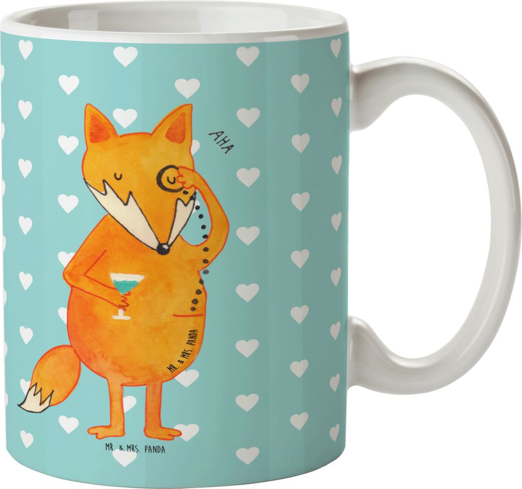 Mr. & Mrs. Panda Pott Fuchs Lord - Türkis Pastell - Geschenk, kaffeetasse bedruckt, Schick, Motivation Spruch, Lustig, Kaffeebecher, Tasse, Monoke...