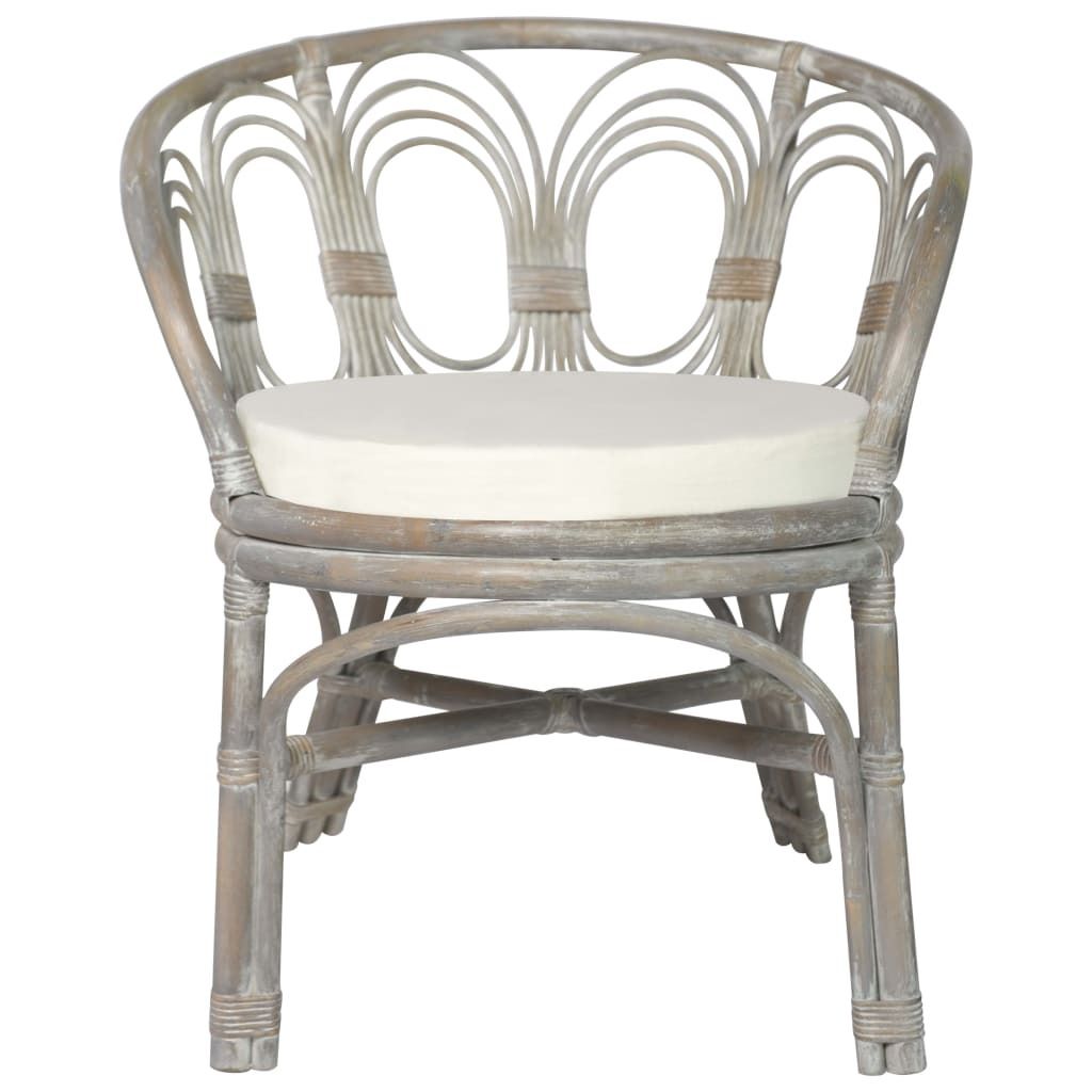 vidaXL Chaise de salle à manger avec coussin Gris Naturel Image du produit 