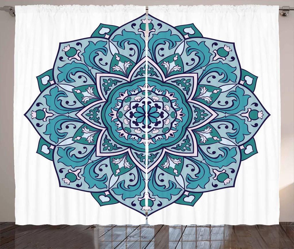 Tenda Camera Letto Mandala ABAKUHAUS Verde Acqua - 280x175 cm