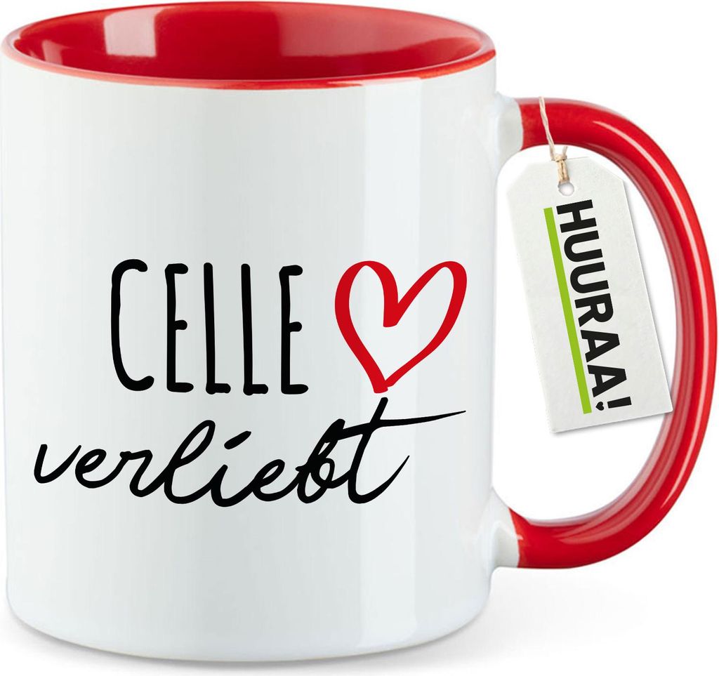 Huuraa Kaffeetasse Celle verliebt 330ml Rot Keramik Kaffeebecher Geschenkidee