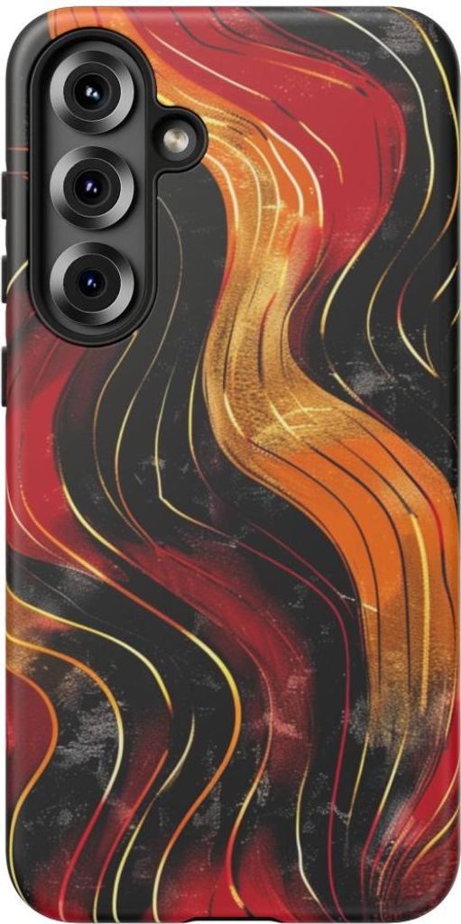 Abstraktes Wellenmuster in Rot und Orange – Hülle Kompatibel mit Samsung Galaxy S25 Plus