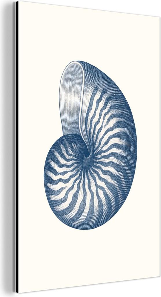 MuchoWow Wanddekoration Metall Metallbild Wandkunst 60x90 cm Blau - Muschel - Spirale MuchoWow Aluminium Gemälde - Wandbilder - Aluminium