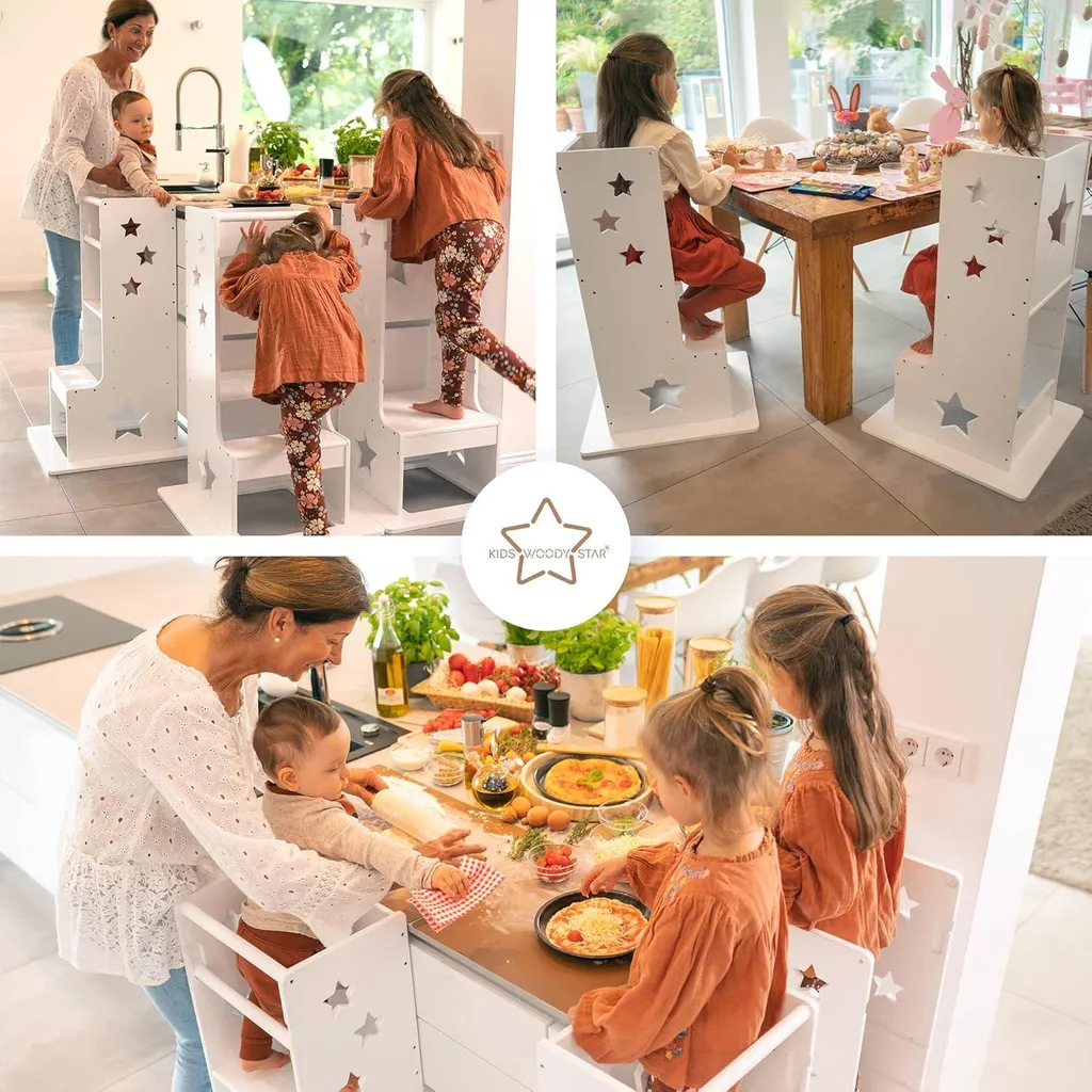 Tabouret d'Observation Montessori pour Enfant - Tour d'Éveil Blanche