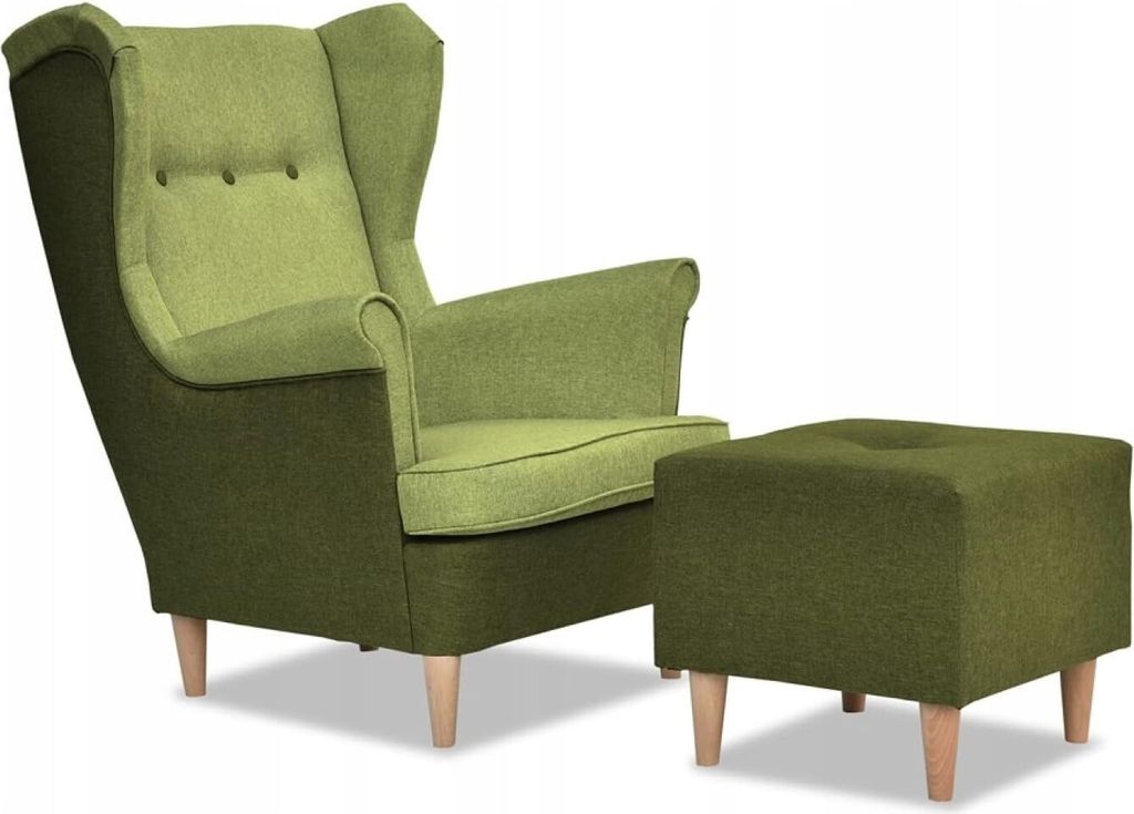 Family Meble Ohrensessel mit Hocker Ari Duo Relaxsessel Skandinavisch Bequemer Sessel Loungesessel Fernsehsessel Wohnzimmer Schlafzimmer Büro (S31...