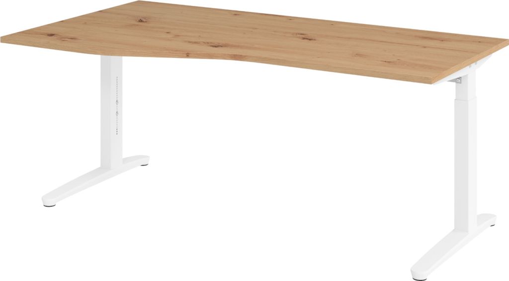 bümö Schreibtisch Serie-XB - Nachbildung: Asteiche, Größe: 180 x 100 cm, Gestell: Weiß