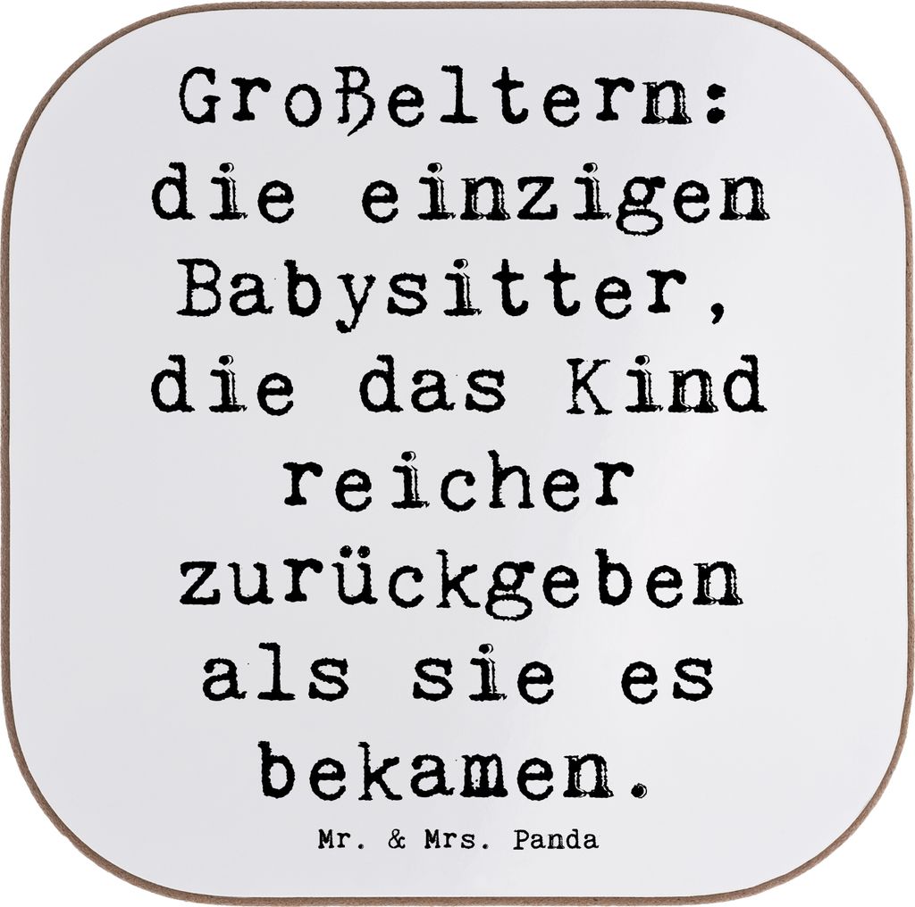 Mr. & Mrs. Panda Untersetzer für Gläser Spruch Großeltern Babysitter - Weiß - Geschenk, persönliche Erinnerungen, handgemacht, Coaster, Flasch...