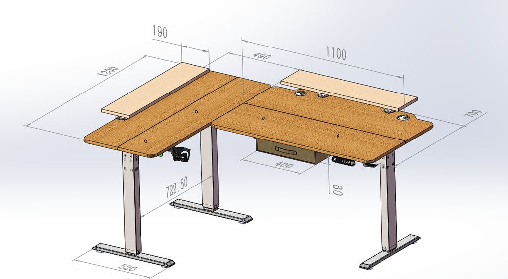 Hilodesk 160 x 76 cm výškově nastavitelný elektrický psací Obrázek produktu 13