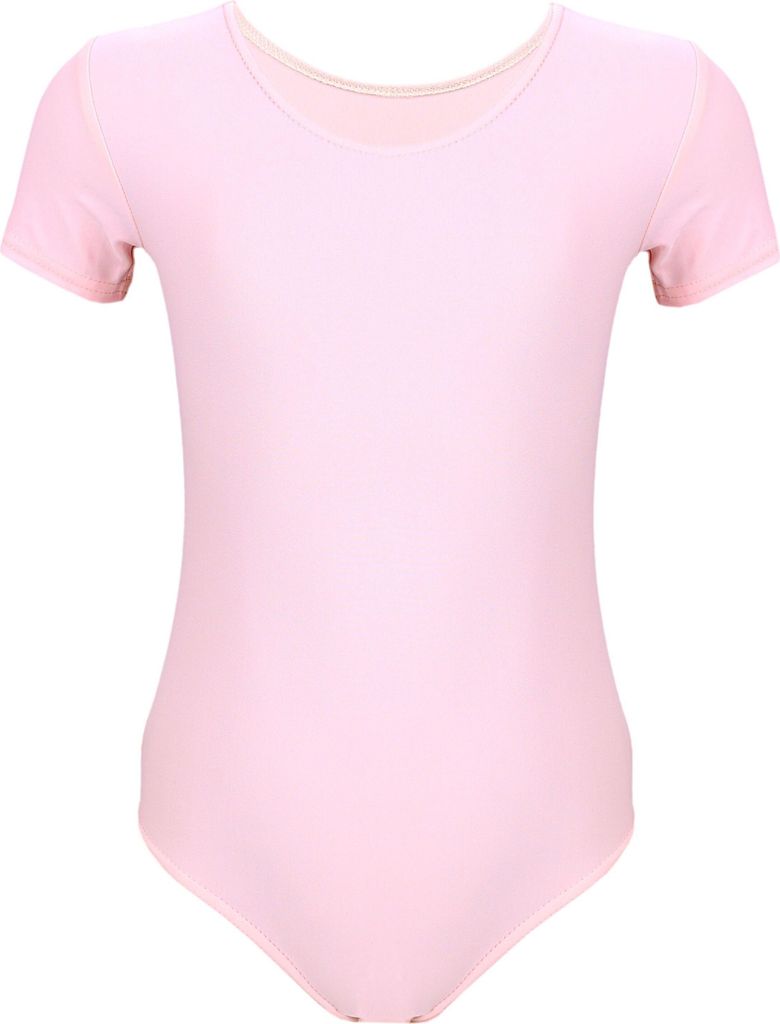 Aquarti Mädchen Gymnastikanzug Kurzarm Ballett Trikot, Farbe: Hellrosa, Größe: 152