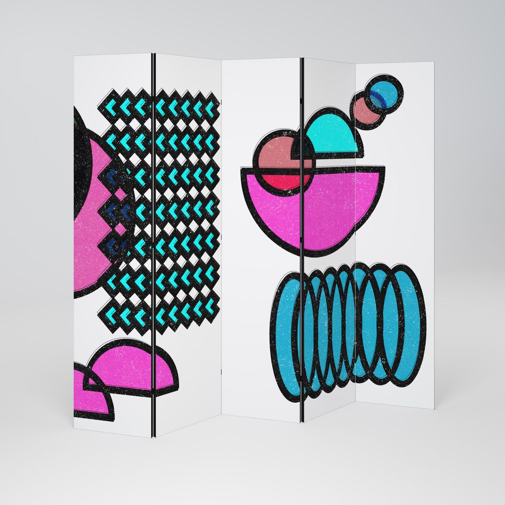 SpaceRebels Paravent Raumteiler - 5-teilig Raumtrenner, Druck 2-Seite - Raumtrenner - Trennwand Wohnung - Room Divider - Spanische Wand Deko Modern...