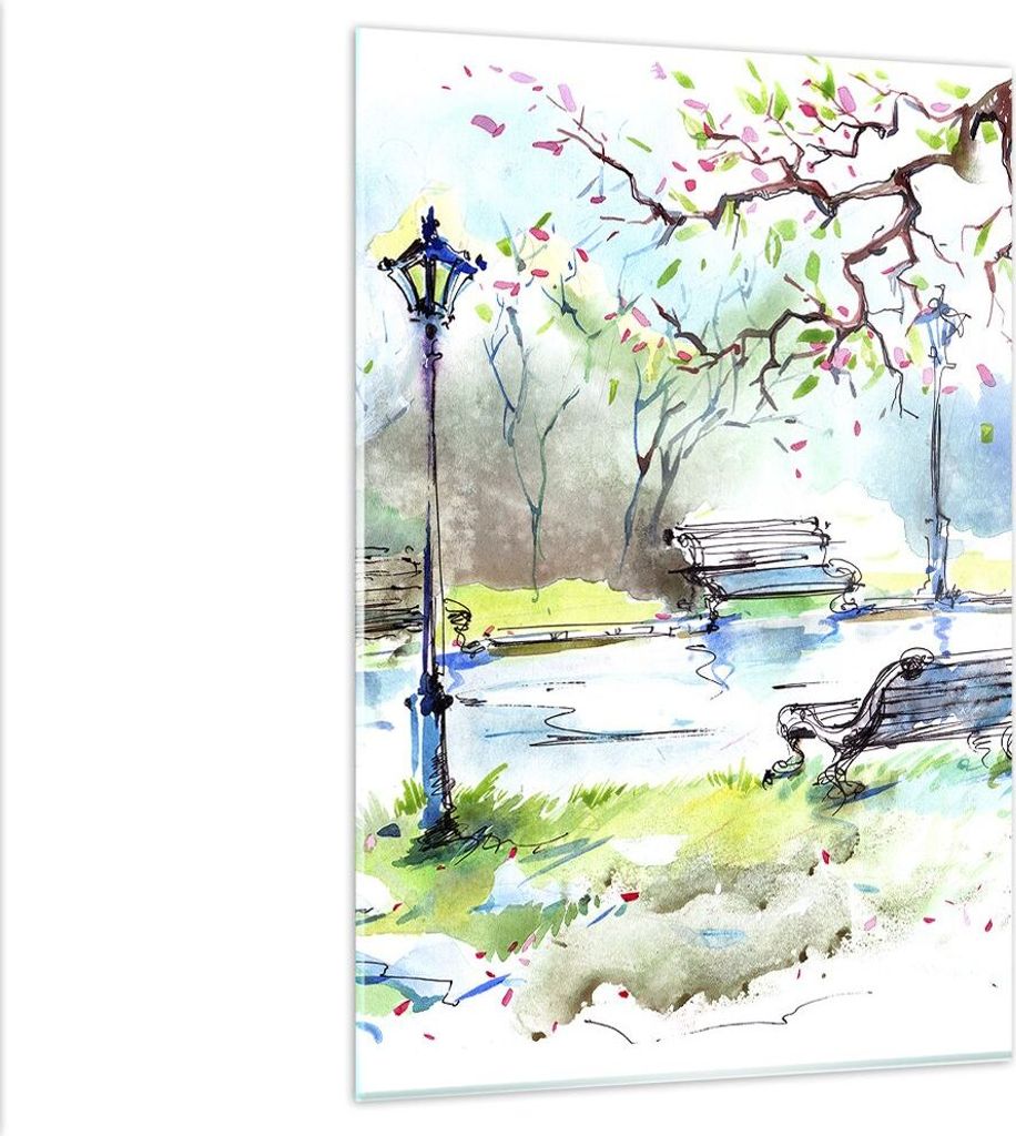 Bilder auf glas - Einteilig - Path urban Park Landschaft - 80x120cm - Glasbilder - Wandbilder - Bilder - Wanddekoration aus Glas - Glas Bilder - Wa...
